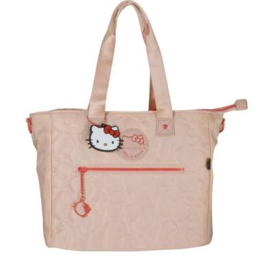 Imagem de Bolsa Hello Kitty Semax Grande Duas Alças Chaveiro HK26021, Nude