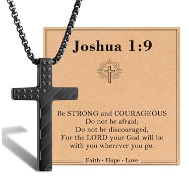 Imagem de Tarsus Colar de cruz para meninos e homens, pingente de bandeira de aço inoxidável, presente de Natal, aniversário, joias cristãs para adolescentes e adolescentes, average, Aço inoxidável, Sem Pedra