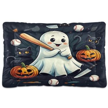 Imagem de Wassud Ghost Baseball Taco Cama para Cachorro Almofada Lavável Tapete para Animais de Estimação Antiderrapante Almofada de Cama de Viagem Interior Externo 45 x 61 cm
