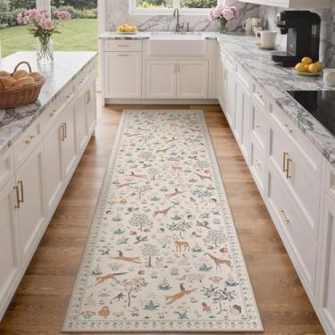 Imagem de BESBLEE Tapete de corredor antiderrapante 60 cm x 20 cm, tapete lavável à máquina, tapete antiderrapante para corredor, para cozinha, lavanderia, quarto, banheiro, bege