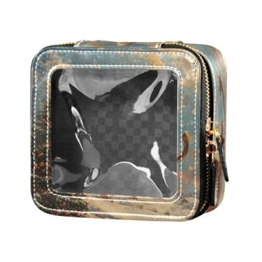 Imagem de Burbuja Bolsa de cosméticos transparente de Natal Papai Noel no trenó bolsa de maquiagem bolsa organizadora portátil com zíper e janela para mulheres