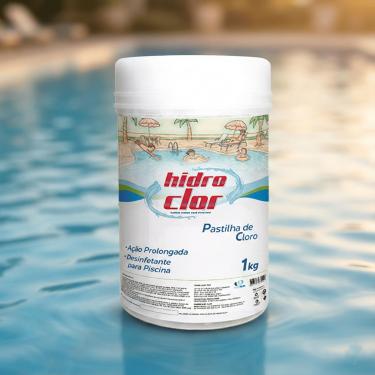Imagem de PASTILHA CLORO 90% HIDROCLOR 1Kg para Tratamento de Piscina, 90% Tricloro Orgânico Estabilizado, Ação Prolongada, 1kg, 5 Unidades de 200g