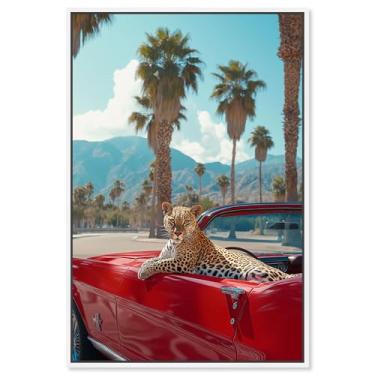 Imagem de Art Remedy Tela de arte de tigre moderno, 25,4 cm x 38,1 cm, moldura branca, Mustang vermelho rugido II