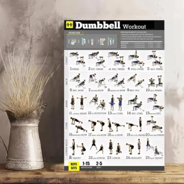 Imagem de Arte de parede em tela rústica vintage para treino com halteres - Pôster sem moldura de 30 x 45 cm - Ideia de presente para decoração de casa e escritório para sala de estar, quarto, cozinha e café