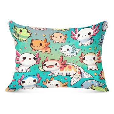 Imagem de Lindas axolotls Aqua Zíper Fronha Poliéster Padrão Queen King Size Fronhas Lindas Almofada Deslizante para Cama de Casa Sofá, Tamanho Queen, 50,8 cm x 76,2 cm