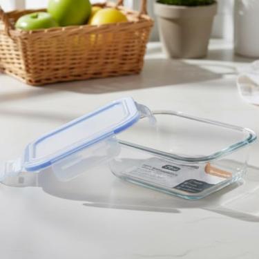 Imagem de Kit 2 Potes Retangular Hermético de Vidro Borossilicato, Tampa de Silicone, 370ml, 15x11x5cm, Transparente, Resistente a Temperatura, Livre de BPA, para Alimentos e Marmitas