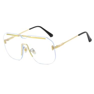 Imagem de HCPIHF Óculos de sol grandes femininos, fashion, com lentes degradê, peça única, masculino, UV400, retrô, para áreas externas (90028-C6)