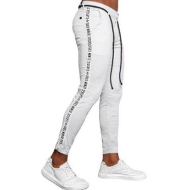 Imagem de Calça Branca Skinny Masculina Faixa Lateral Cordão Premium-Masculino