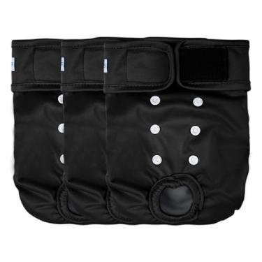 Imagem de Leekalos fraldas reutilizáveis ​​laváveis ​​para cães femininas (pacote com 3) - fraldas para cães altamente absorventes - fraldas para cachorros de tamanho ajustável para calcinhas de perío