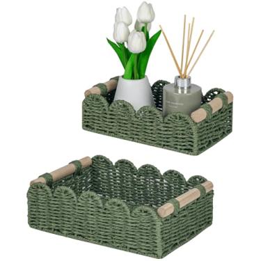 Imagem de CubesLand Cestas decorativas de borda recortada para casa, sala de estar, cesta de armazenamento de papel higiênico para prateleira de vaso sanitário, mesa de extremidade, prateleiras e muito mais