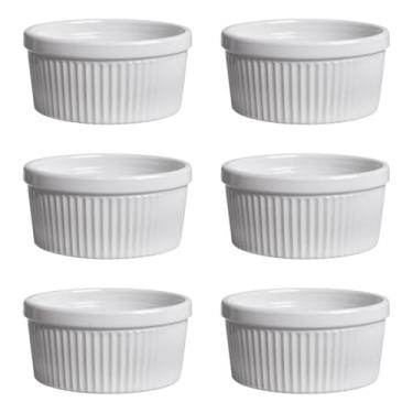 Imagem de Kit Ramekin Canelado de Porcelana 320ml Pote Tigela Petisqueira Porta Molho Servir Creme Brule(Kit com 10)