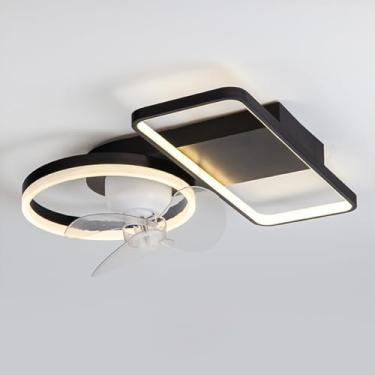 Imagem de Ventilador de teto LED com iluminação, 35W, controle remoto, lâmpada silenciosa com ventilador, velocidade do vento regulável em 6 estágios, luz de teto para sala de estar, quarto, sala de j