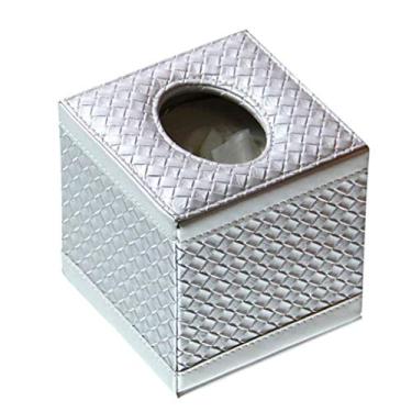Imagem de Caixa de lenços de couro PU suporte quadrado rolo caixa de papel guardanapo caixa distribuidor de papel para decoração automotiva de escritório em casa