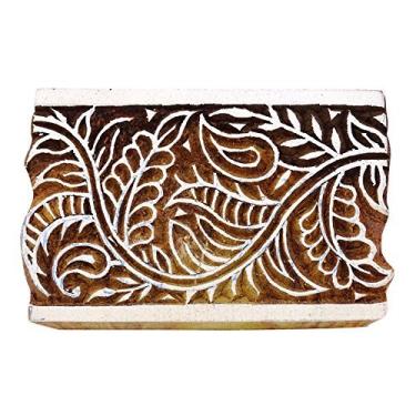 Imagem de Carimbo de tecido com estampa de bloco de madeira tradicional indiana Paisley