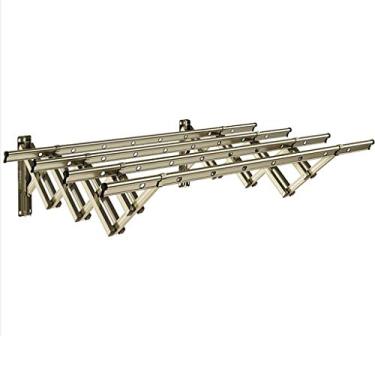 Imagem de A1DFDFGOQSFG Suporte de trilho para roupas, Airer de roupas, tecido à prova de vento, secagem, dobrável, montado na parede, cabide, cabide de cabide de alumínio, varanda para banheiro, varanda interna