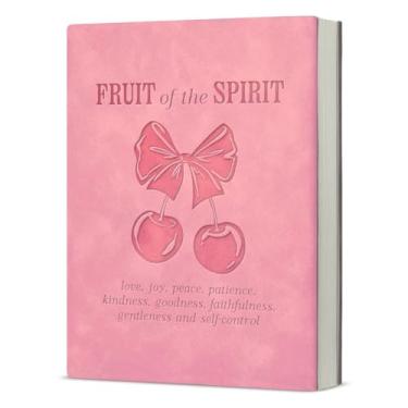 Imagem de Caderno cristão rosa coquette cereja, caderno de frutas do espírito, presentes religiosos para mulheres, versículo bíblico, caderno de diário rosa
