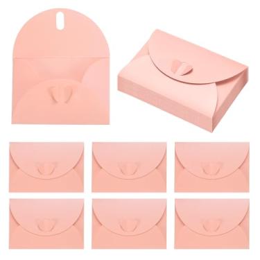 Imagem de PATIKIL Envelopes de mini cartões de 10 x 7 cm, 20 peças de porta-envelopes fofos com fecho de coração para aniversário, casamentos, lembrancinhas, cartões de felicitações, rosa, rosa