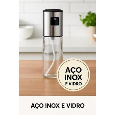 Imagem de Borrifador spray pulverizador para azeite e vinagre aco inox vidro 100