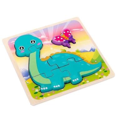 Imagem de Quebra-cabeça Kids Cartoon 3D Frog Wood 15cm x 15cm - Gloome Store