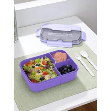 Imagem de Conjunto de lancheira Bento, recipientes para adultos, homens e mulheres, com 3 compartimentos, lancheira empilhável de 2 compartimentos, inclui conjunto de utensílios, 5 xícaras, seguro para