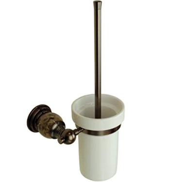 Imagem de U5GAAALPPQ9 Escova de vaso sanitário de cobre com base de jade e bronze marrom, suporte de escova de vaso sanitário de cobre montado na parede, copo de cerâmica para banheiro