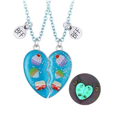 Imagem de Elefezar Colar Best Friend para 2 corações luminosos BFF combinando amizade brilham no escuro joia presente, Metal, Zircônia cúbica