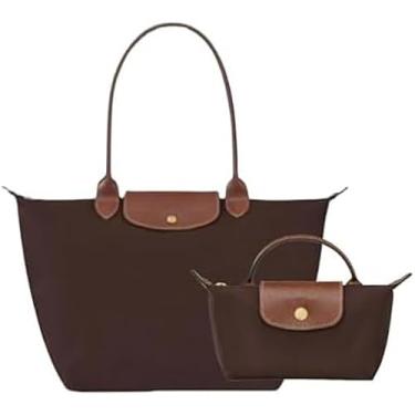 Imagem de Bolsa feminina de nylon à prova d'água, bolsas de trabalho leves com lindas bolsas transversais, bolsa espaçosa com zíper (marrom ébano clássico)