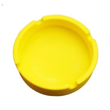 Imagem de Cinzeiro moderno de silicone quadrado redondo colorido para sala de estar, quarto, mesa de trabalho, decoração de casa (amarelo)
