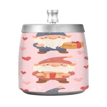 Imagem de STAYTOP Cinzeiro de gnomo fofo com tampa para Dia dos Namorados, aço inoxidável à prova de vento, sem fumaça, cinzeiro grande para uso ao ar livre para decoração de escritório em casa