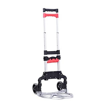 Imagem de Carrinho de mão dobrável de alumínio - Carrinho leve para viagens, escritório e movimento de automóveis, alça ajustável, capacidade de 68 kg, carrinho utilitário portátil (Cor: Carrinho)