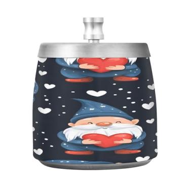 Imagem de STAYTOP Cinzeiro de gnomo fofo com tampa para Dia dos Namorados, aço inoxidável à prova de vento, sem fumaça, cinzeiro grande para uso ao ar livre para decoração de escritório em casa