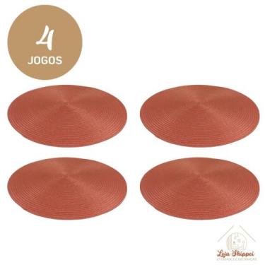 Imagem de Kit 4 6 Jogo Americano Colorido 9 Cores Redondo Mesa Posta Conjunto Mu