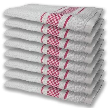 Imagem de 8 Panos De Prato Atoalhado Felpudo 370G/M² Premium Rosa