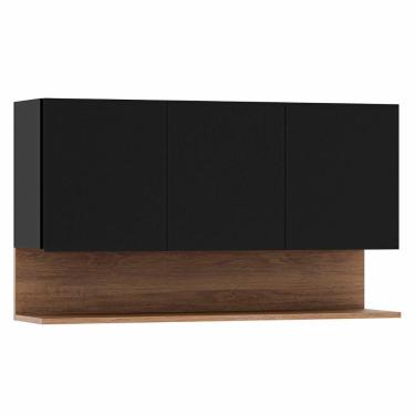 Imagem de Armário De Cozinha Aéreo 118cm 3 Portas Duda Z34 Preto/freijó - Mpozenato