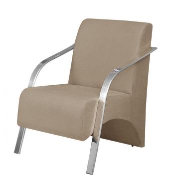 Imagem de Poltrona Vênus 1 Lugar Pé Alumínio Suede Cappuccino