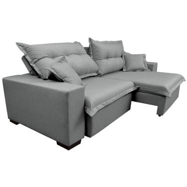 Imagem de Sofá Retrátil E Reclinável Com Molas Ensacadas Cama Inbox Prime 2,52m Tecido Linho Cinza Claro