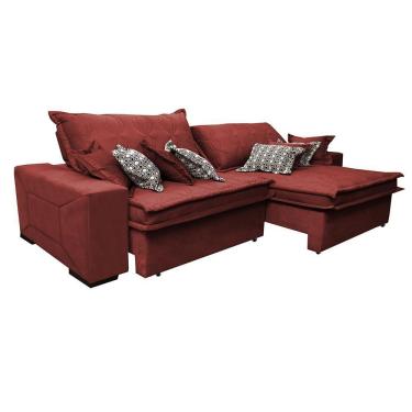 Imagem de Sofá Retrátil E Reclinável 2,12m Com Molas Ensacadas Cama Inbox Supreme Tecido Velusoft Vermelho
