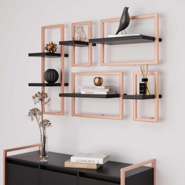 Imagem de Conjunto 6 Prateleiras Industrial Preto/cobre - Pleno