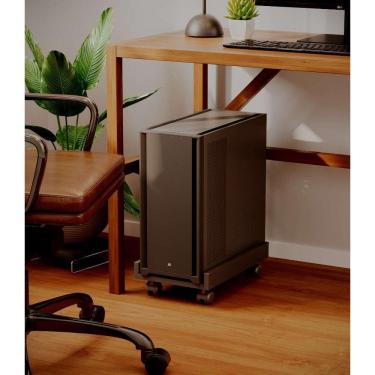 Imagem de Suporte para CPU Sicilia Preto com Abas Laterais Rodízios Gabinete