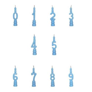 Imagem de Vela Aniversário Números Branco/rosa/azul 0 Ao 9 - Tamarozzi, Azul