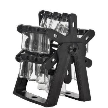 Imagem de Porta Tempero Condimento 18 Em 1 Giratório Cor Preto - Wincy Casa