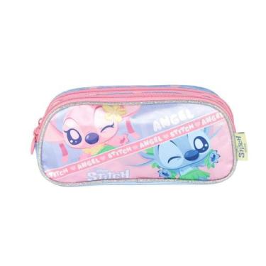 Imagem de Estojo Stitch Duplo Compartimento Meninas Escolar Kids Roxo - Stitch -