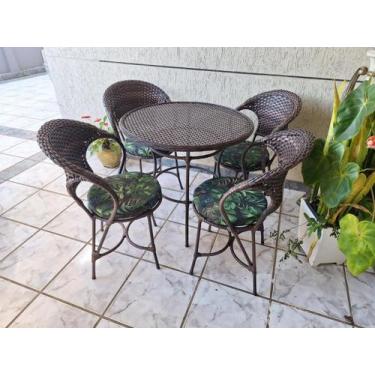 Imagem de Conjunto Com Cadeira e Mesa Fibra Sintética ArcoBalena 1 Mesa 4 Cadeir