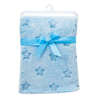 Imagem de Manta Bebê Estrelinhas Azul Poliéster 90x75cm Super Quentinha e Aconch