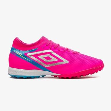 Imagem de Chuteira Society Adamant Top Speed Premier Umbro Unissex Cor:Rosa+Cinz