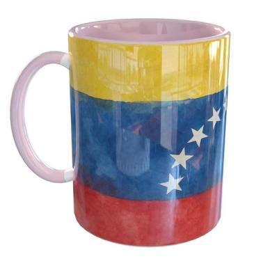 Imagem de Caneca Porcelana Venezuela Bandeira - Pense Canecas, Rosa Claro
