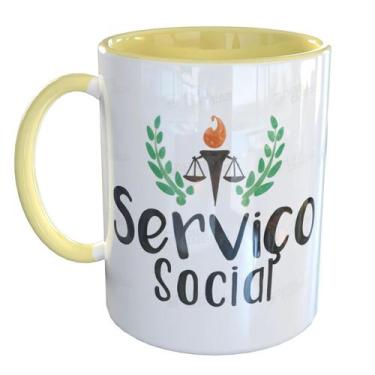 Imagem de Caneca Porcelana Serviço Social - Pense Canecas, Amarelo