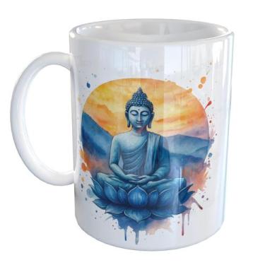 Imagem de Caneca Porcelana Buda Meditação Budista - Pense Canecas, Branco