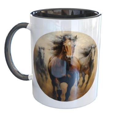Imagem de Caneca Porcelana Cavalo Indomável - Pense Canecas, Preto