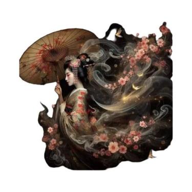 Imagem de Pintura Em Diamante 5D De Retrato De Mulheres Japonesas Com Mosaico De